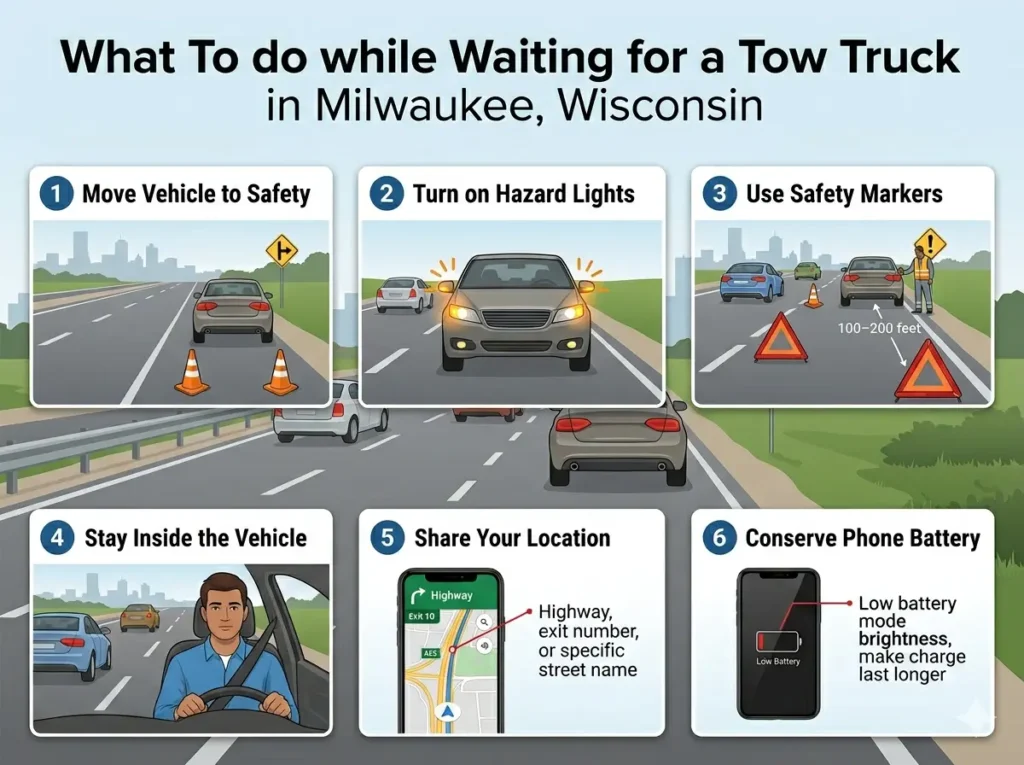 What to Do While You Wait for a Tow Truck in Milwaukee
