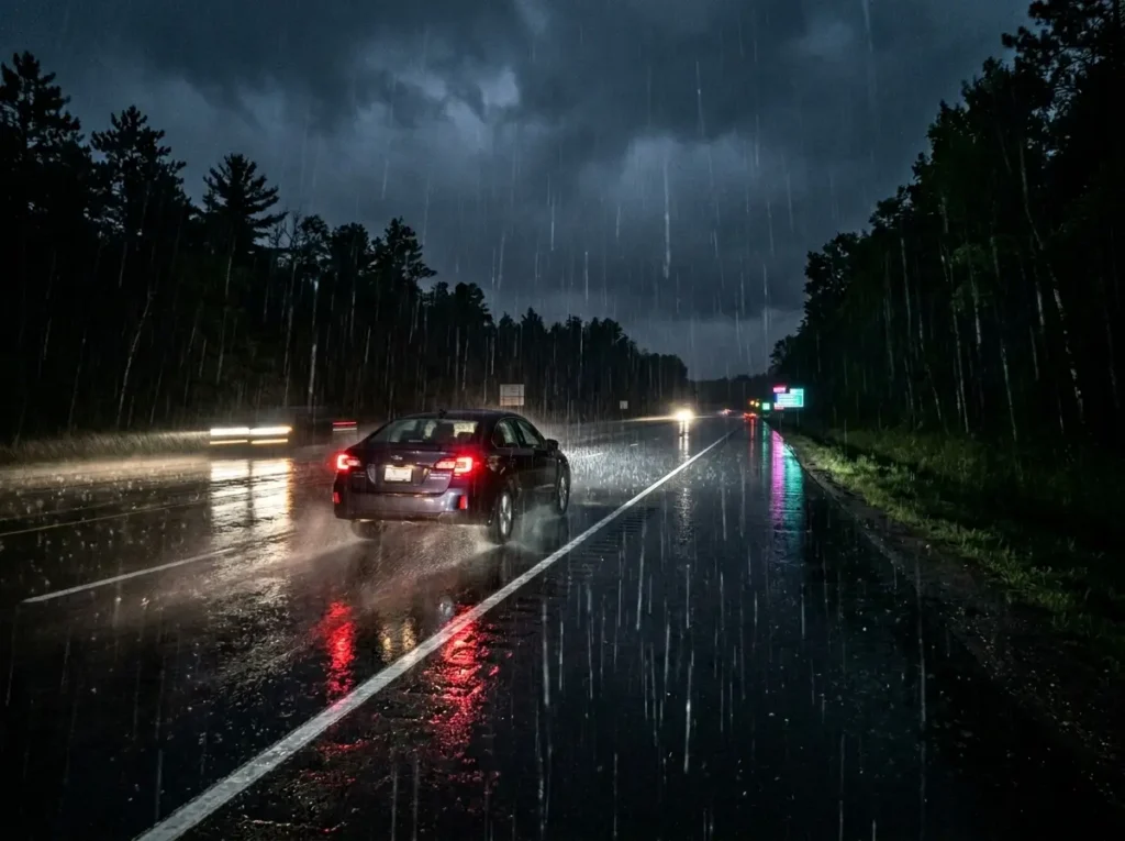 Driving at Night in Rain