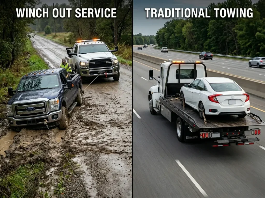 Winch Out Service vs Traditional Towing
