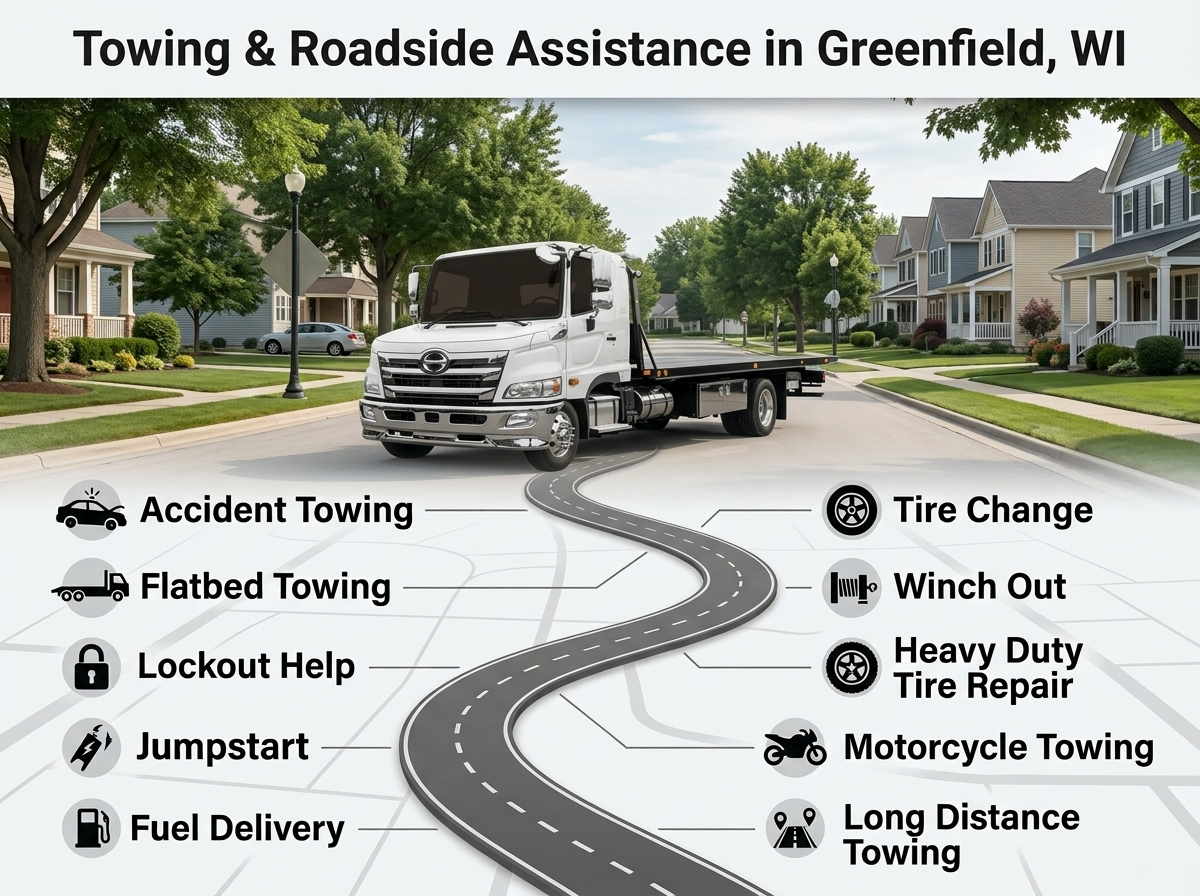 Full Range of Towing & Roadside Assistance Services in Greenfield